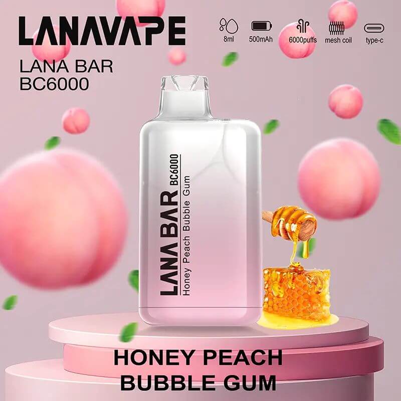 LANA-BC-6000-HONEY-PEACH-BUBBLE-GUM-SG-Vape-Bar